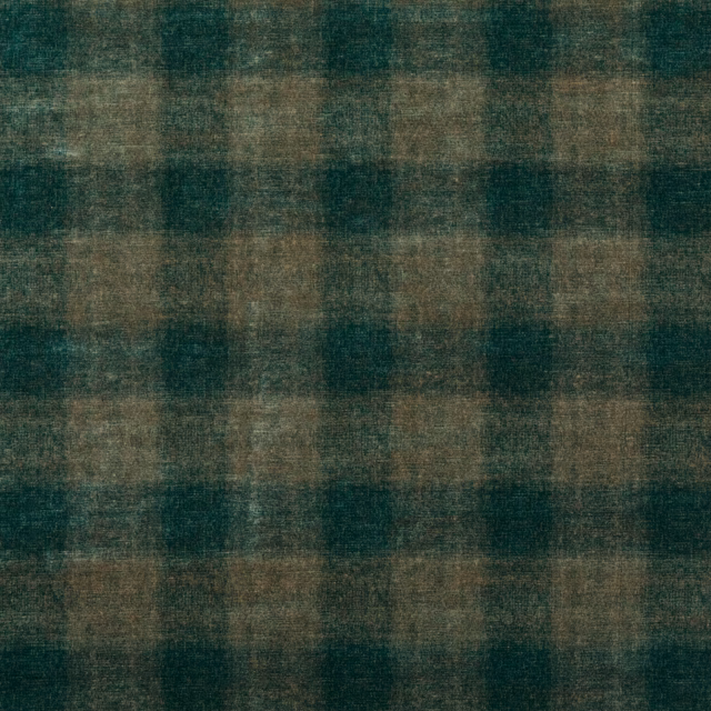 Deep teal velvet with softly blurred taupe and brown check pattern