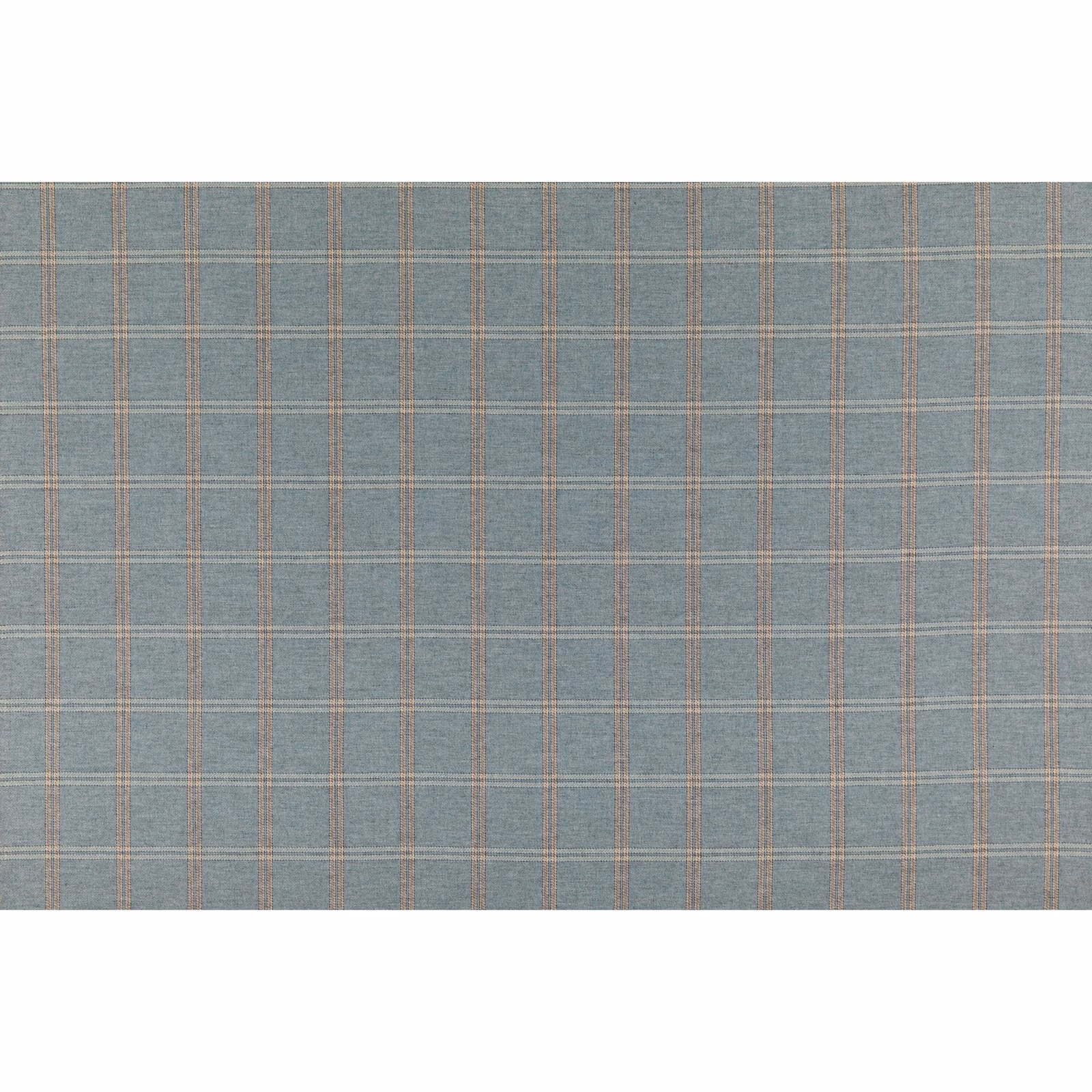 Soft teal wool check with fine taupe windowpane lines and subtle woven texture