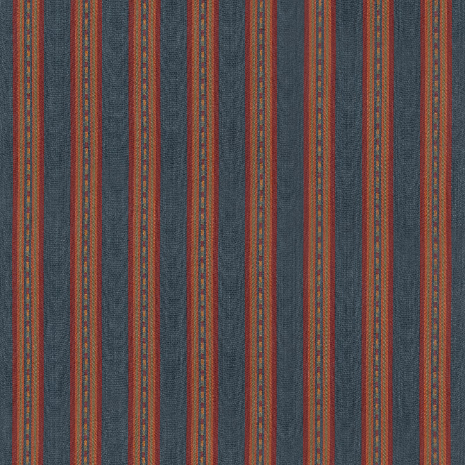 Deep teal striped weave with rust, ochre and red vertical accents