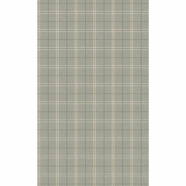 Muted aqua and sage-grey checked wallpaper with fine ivory grid lines