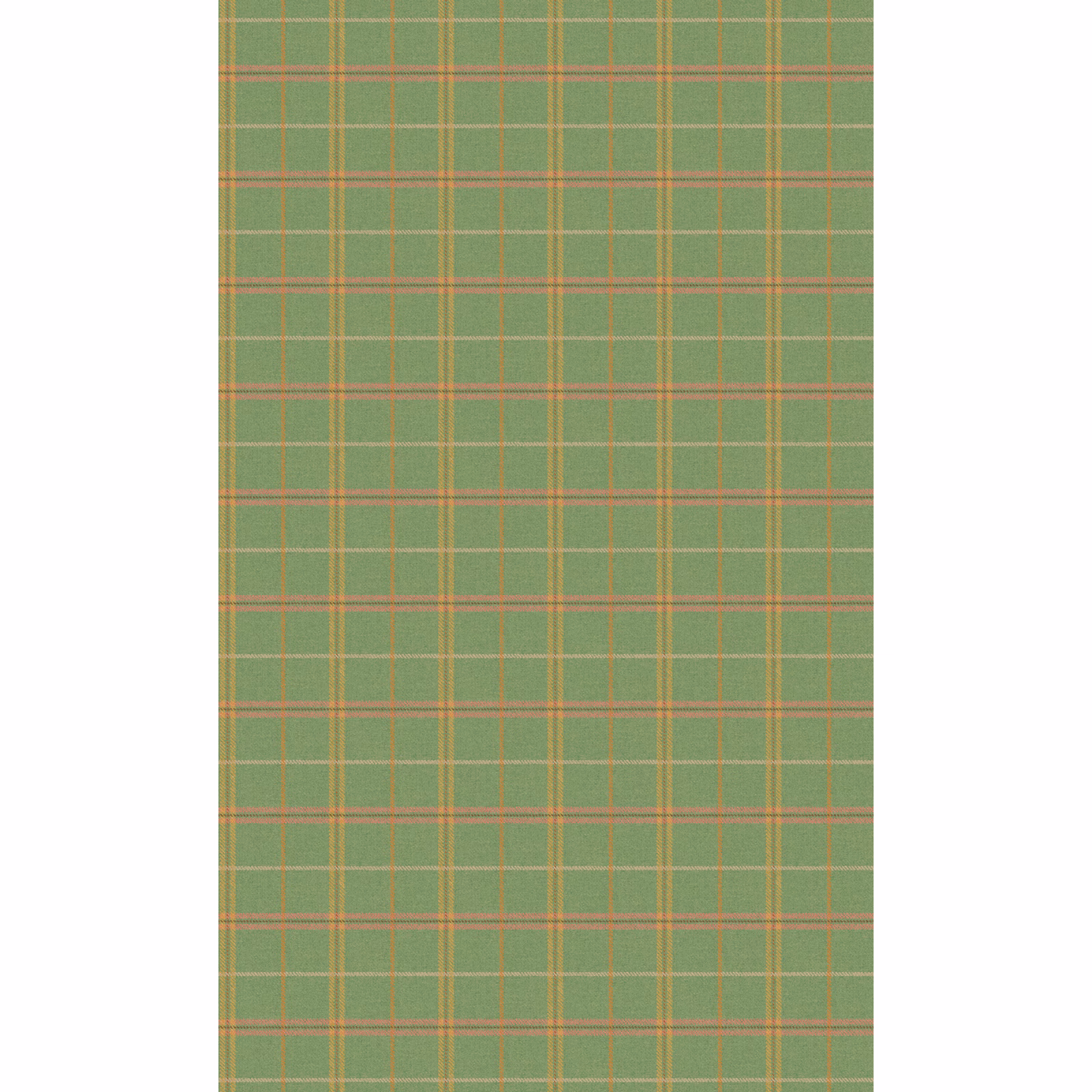 Muted emerald plaid wallpaper with fine coral and ochre lines