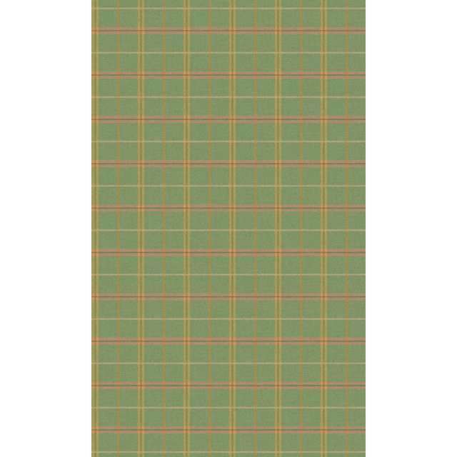 Muted emerald plaid wallpaper with fine coral and ochre lines