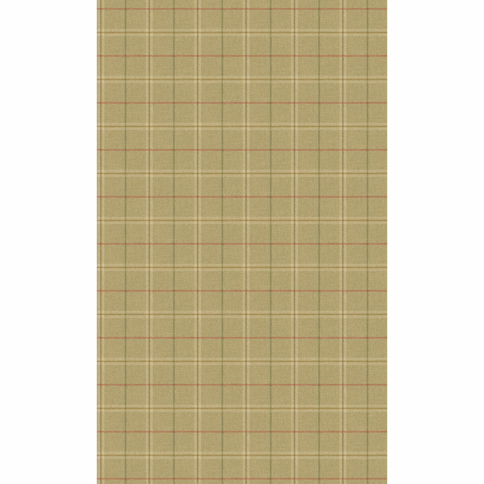 Muted lovat olive wallpaper with fine red and darker olive grid lines