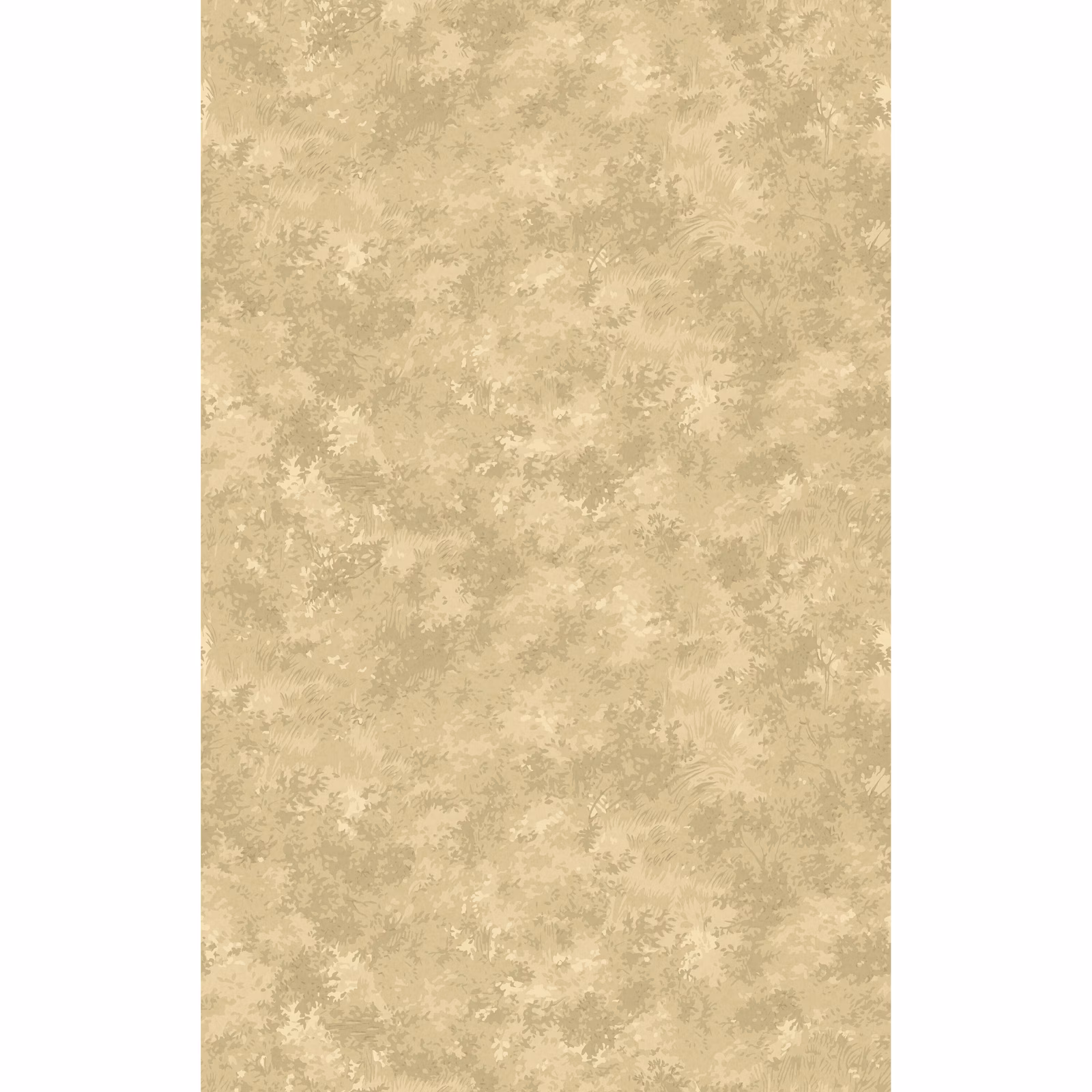 Warm parchment wallpaper with softly mottled beige foliage and hazy botanical marks