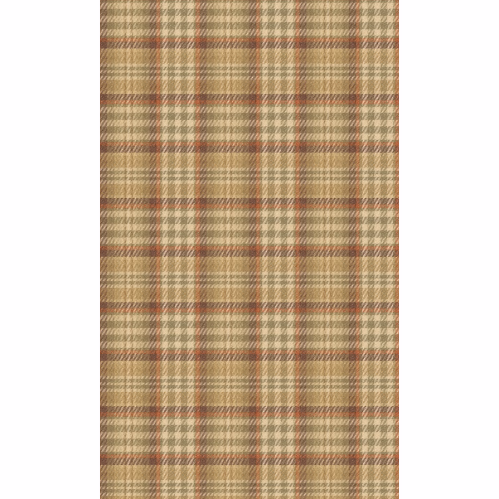 Warm antique plaid wallpaper in oat, olive, russet and muted red