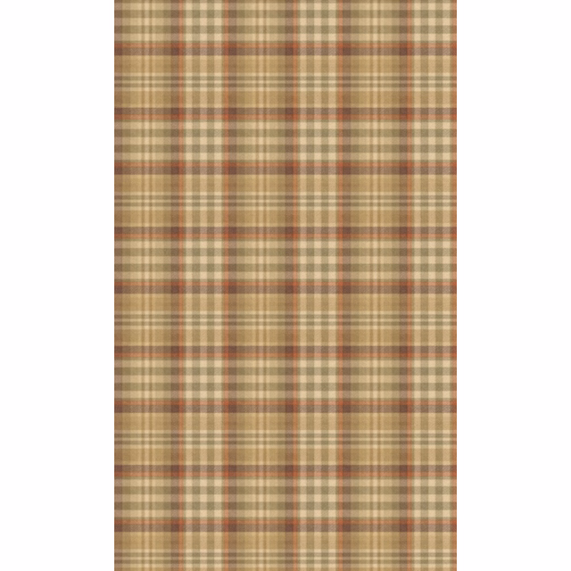 Warm antique plaid wallpaper in oat, olive, russet and muted red