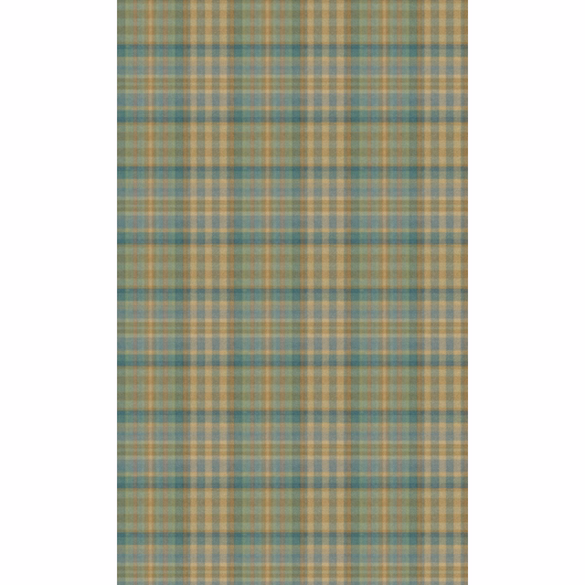 Muted teal, tan and olive plaid wallpaper with a fine layered check pattern