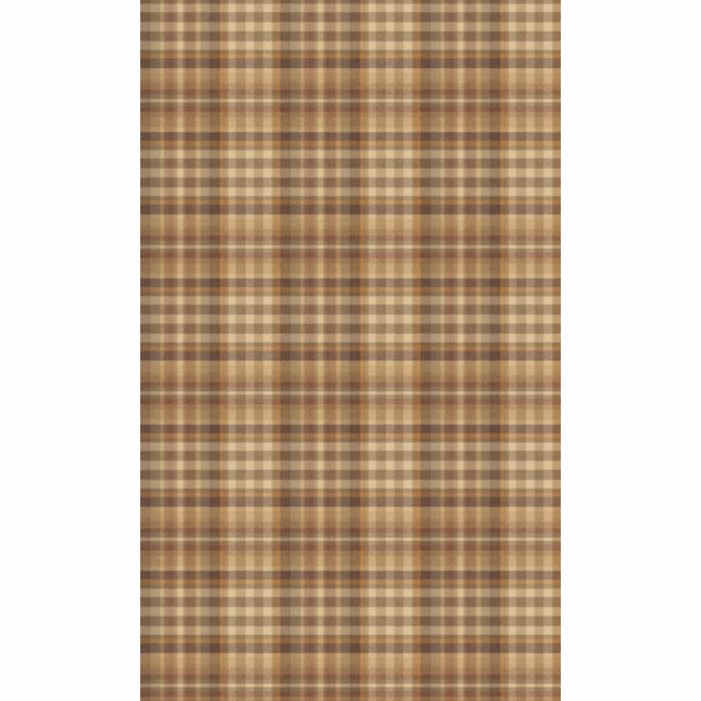 Muted woodsmoke brown plaid wallpaper with softly blurred taupe and cream checks