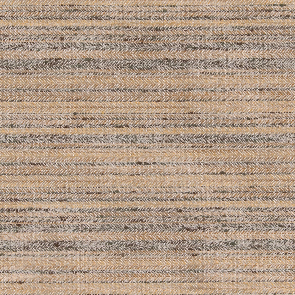 Warm ochre woven fabric with taupe bands and fine diagonal flecks