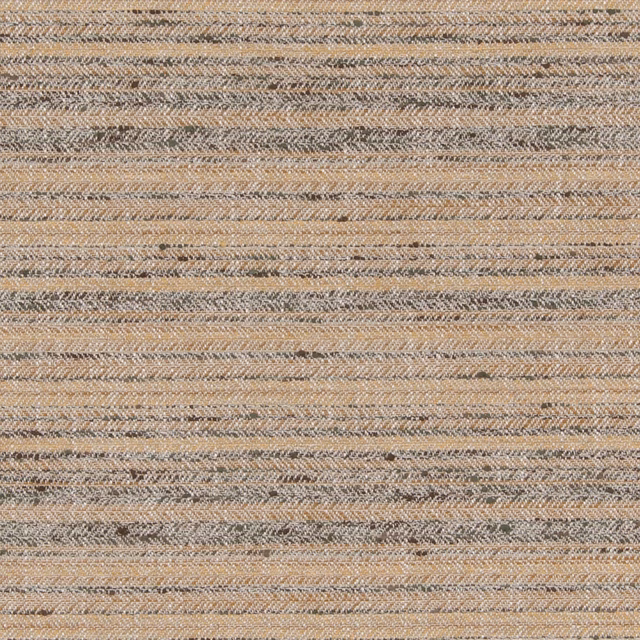 Warm ochre woven fabric with taupe bands and fine diagonal flecks