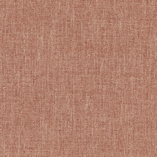 Close-up of muted terracotta-red woven fabric with fine slubbed vertical texture