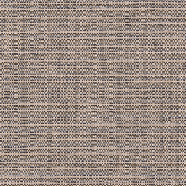 Close-up of muted blue-grey woven fabric with cream and charcoal horizontal flecks
