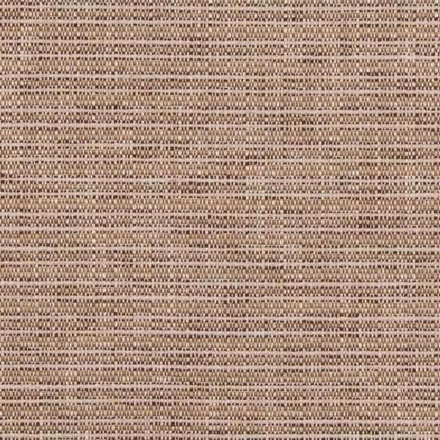 Close-up of taupe-grey woven fabric with horizontal brown and cream flecks