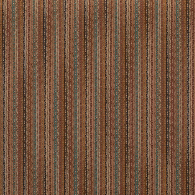 Antique rust, teal and brown vertical stripes with fine woven ornamental detailing