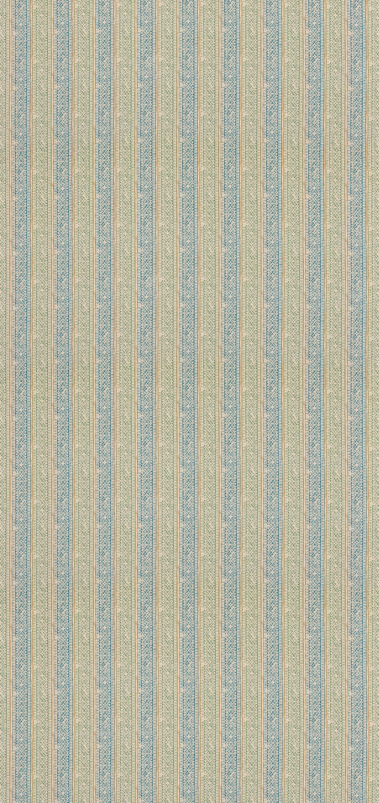 Muted teal-green vertical stripes with pale flecks and a softly textured cotton surface