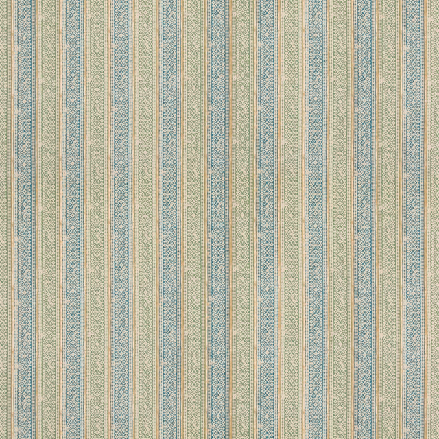Muted teal-green vertical stripes with pale flecks and a softly textured cotton surface