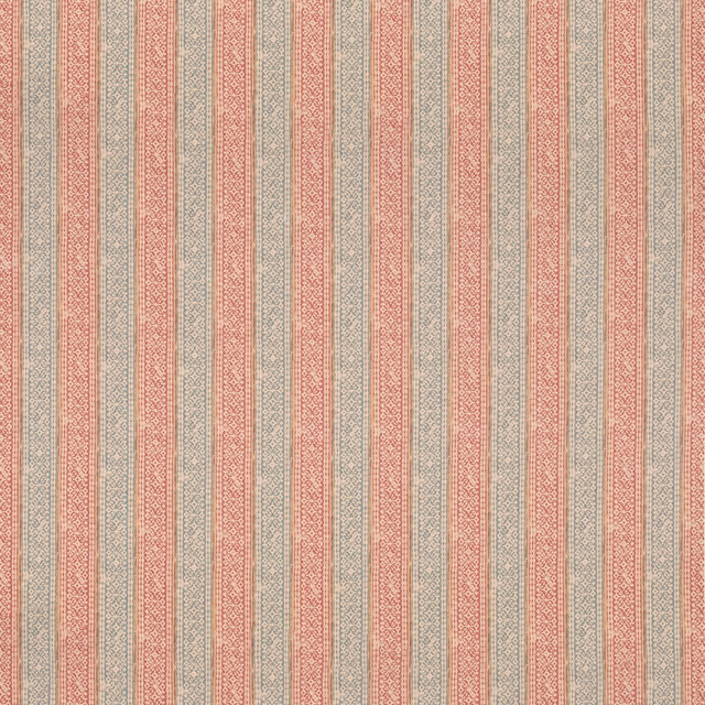 Dusty coral and cool teal vertical cotton stripes with fine woven detailing