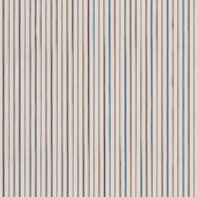 Muted blue-grey pinstripes running vertically across a warm ivory linen-blend fabric swatch