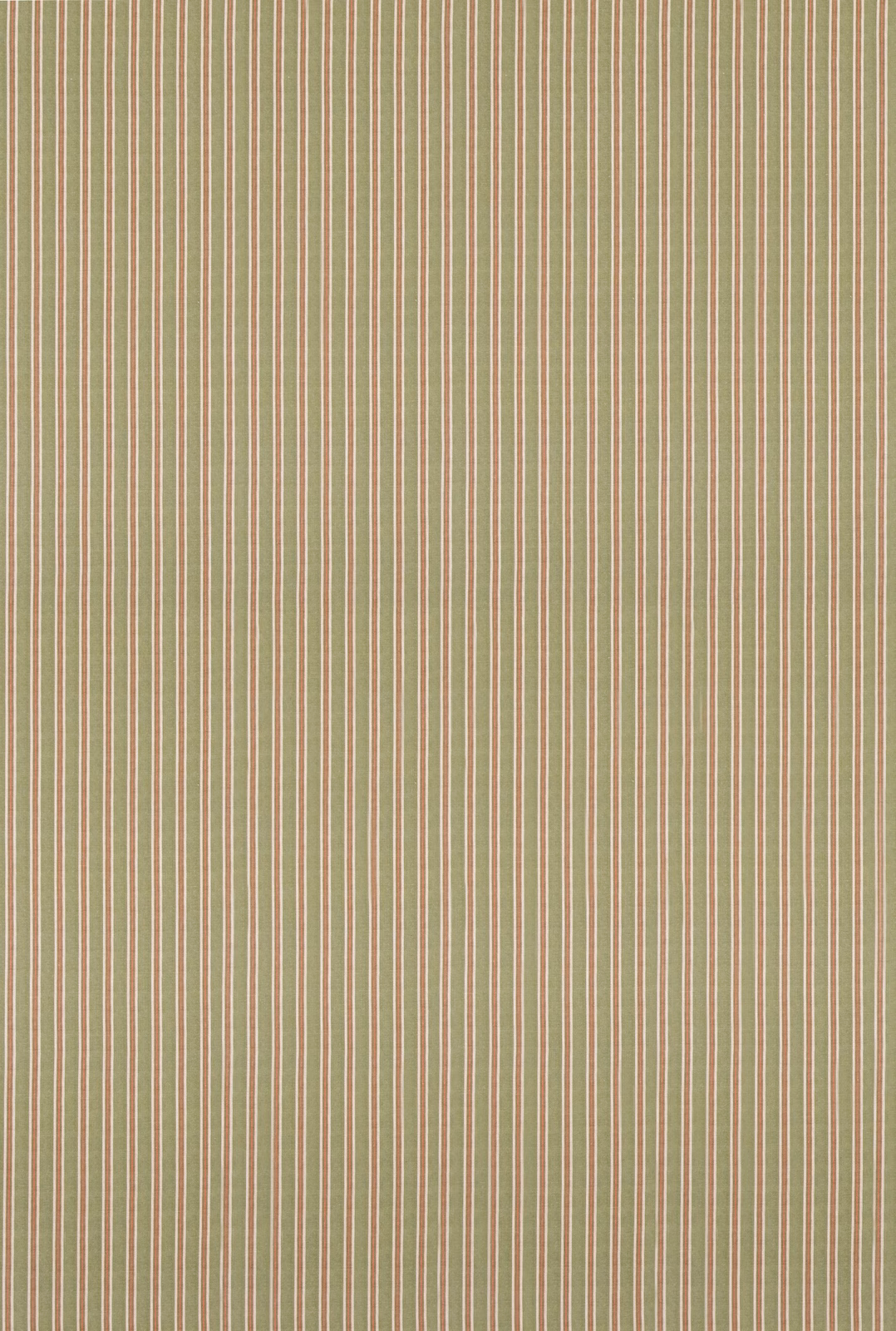 Fine sage-green, blush and cream vertical stripes on a softly textured woven fabric