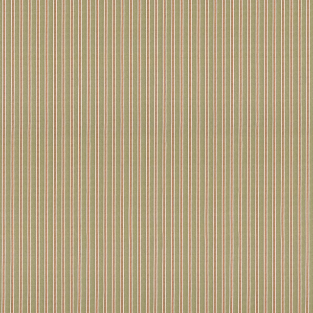 Fine sage-green, blush and cream vertical stripes on a softly textured woven fabric