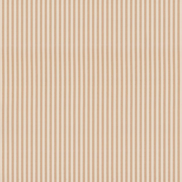 Close-up of fine vertical muted red and sage-green stripes on a warm beige ground