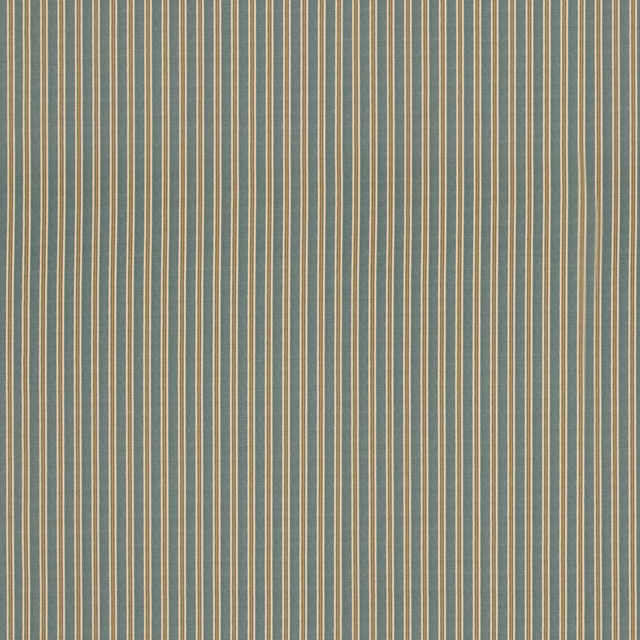 Muted teal and ochre fine vertical stripes with subtle woven texture