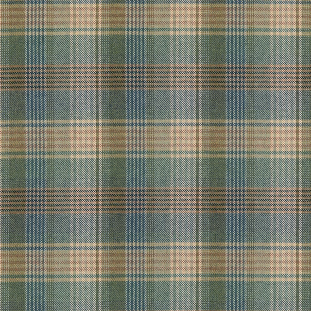Muted teal, moss and cream plaid in a finely textured wool weave