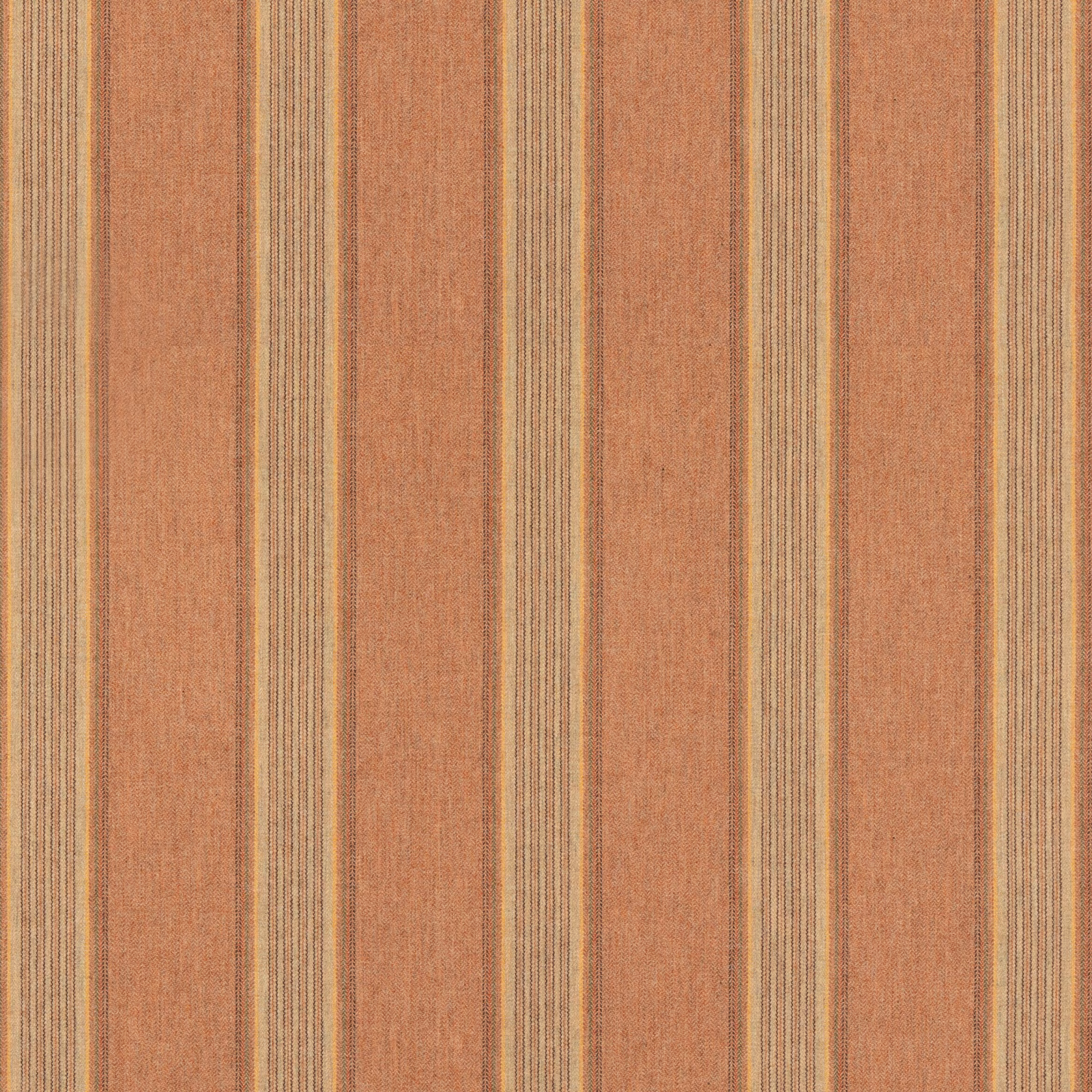 Dusty rose and sand wool fabric with narrow multicoloured vertical stripe bands