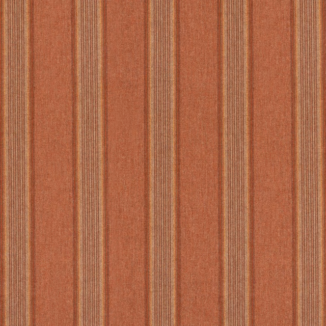 Warm russet wool fabric with fine vertical tan, olive and brown stripes