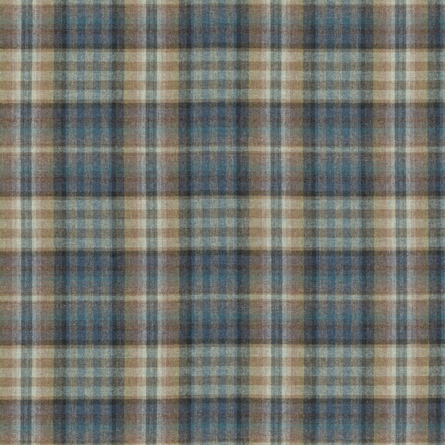 Muted blue and teal wool plaid with grey and oatmeal checks