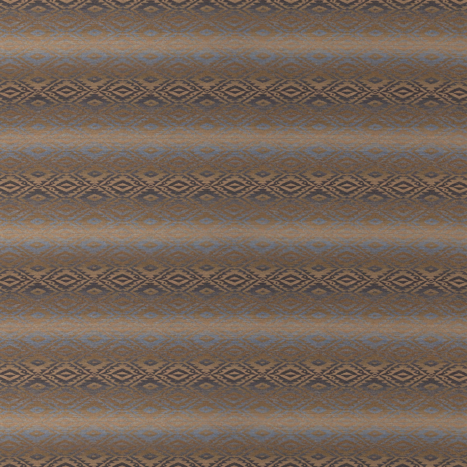 Granite-blue wool weave with horizontal bands and repeated dark diamond motifs