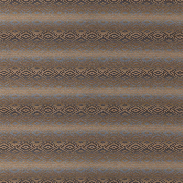 Granite-blue wool weave with horizontal bands and repeated dark diamond motifs
