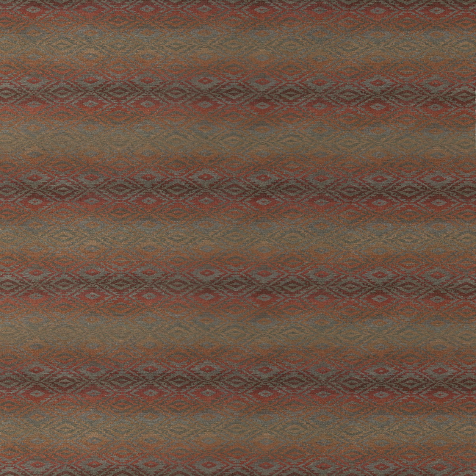 Muted red and olive wool weave with repeating diamond bands