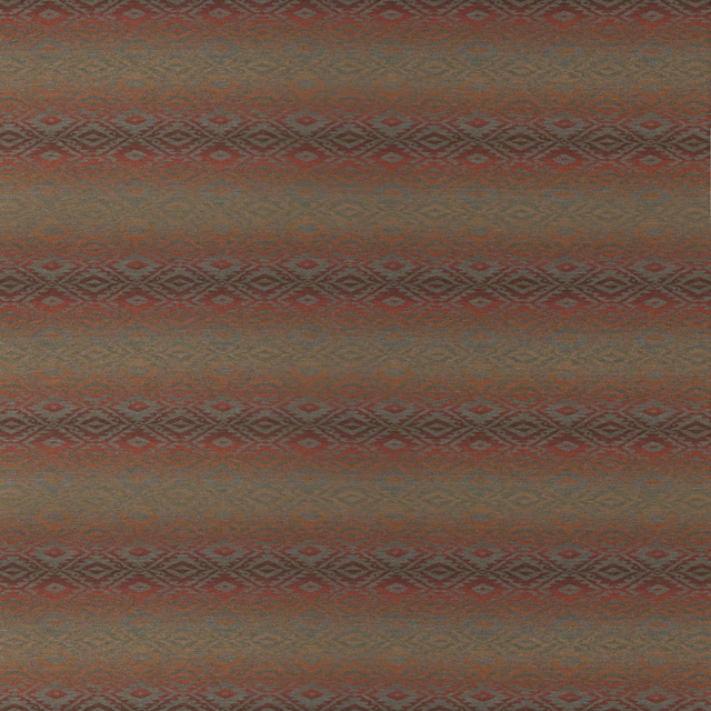 Muted red and olive wool weave with repeating diamond bands