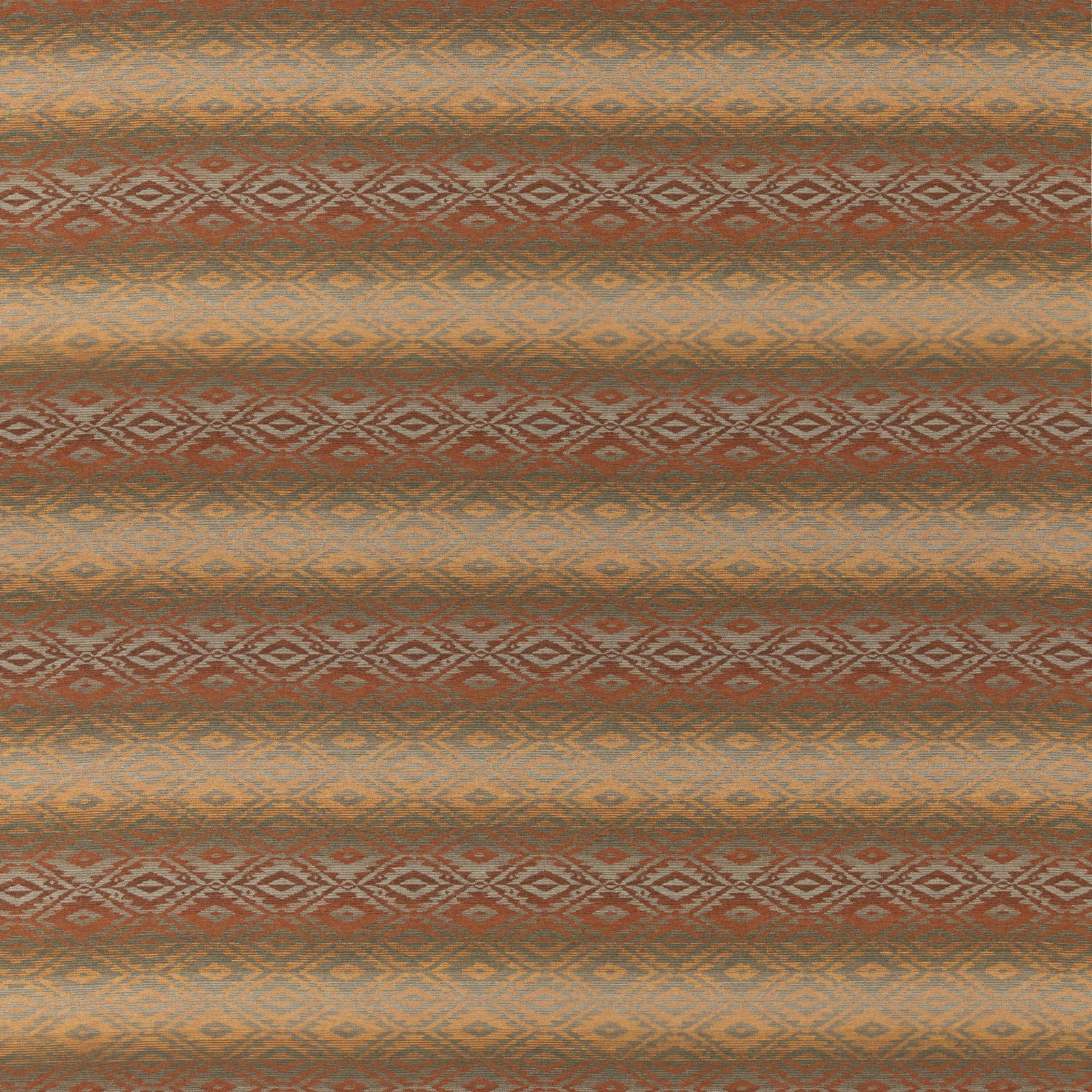 Russet, gold and blue-grey wool with horizontal diamond bands and tactile woven texture