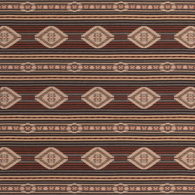 Charcoal and muted red wool with cream diamond motifs and horizontal stripes