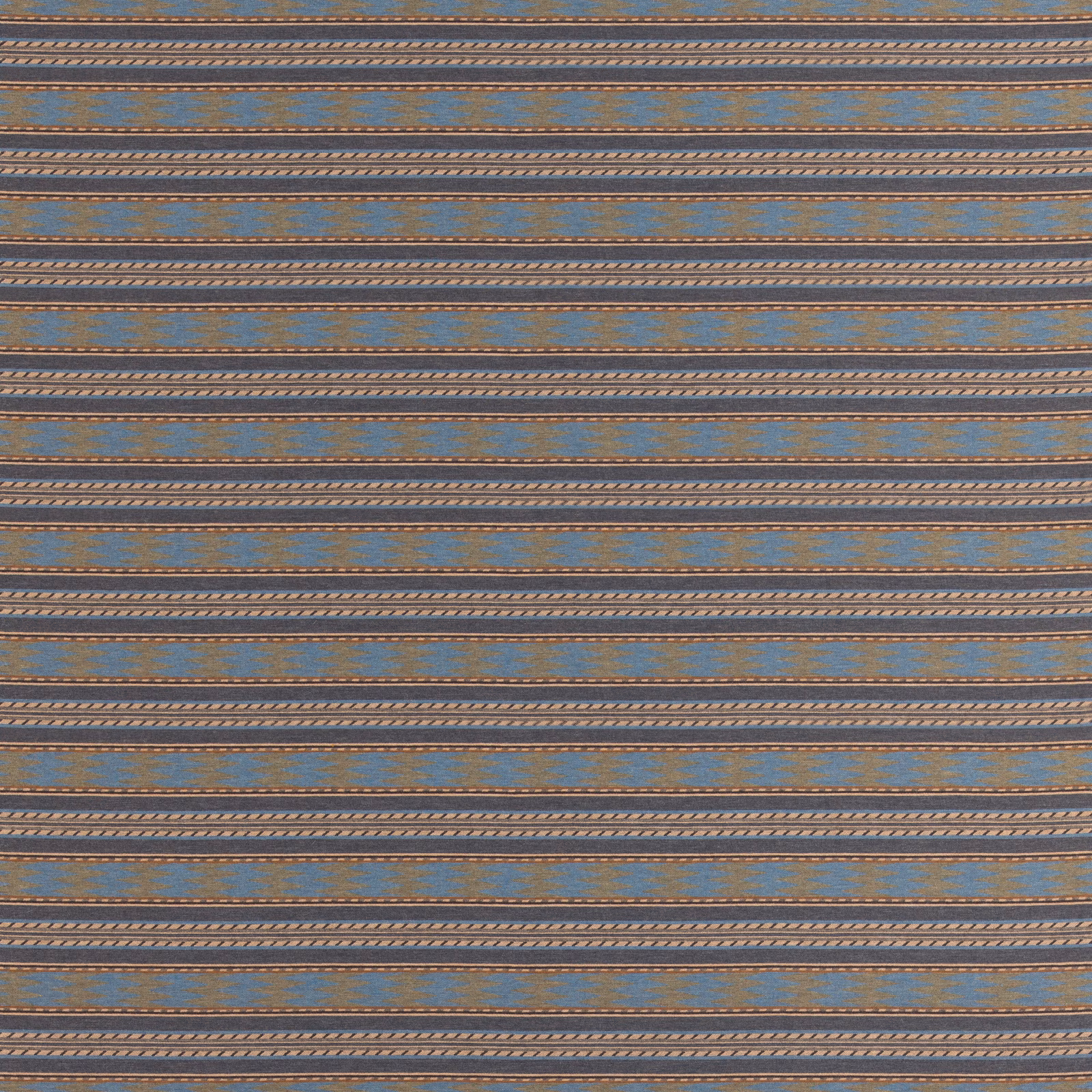 Charcoal-blue wool stripe with fine horizontal bands and warm flecked accents