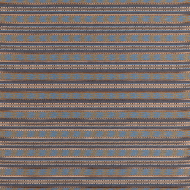 Charcoal-blue wool stripe with fine horizontal bands and warm flecked accents