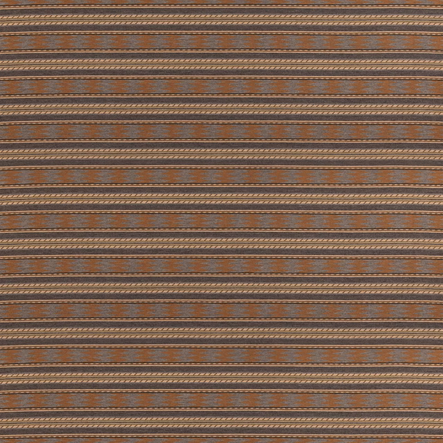 Smoky brown wool stripe with rust bands, taupe lines and tactile woven texture