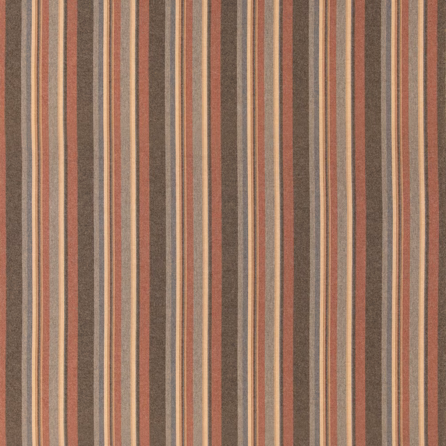 Russet and slate vertical wool stripes with fine cream and tan lines