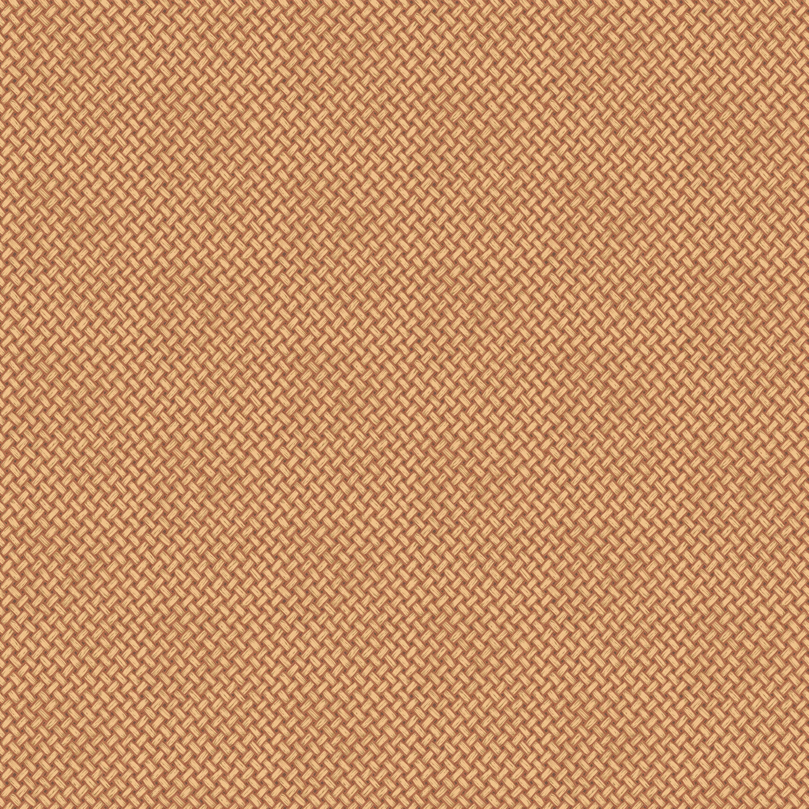 Warm russet wallpaper with a fine interlocking basketweave pattern and caramel highlights