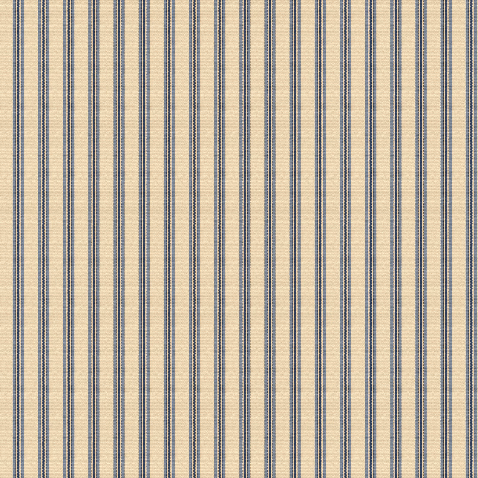 Warm cream wallpaper with closely spaced vertical indigo-blue pinstripes and subtle surface grain