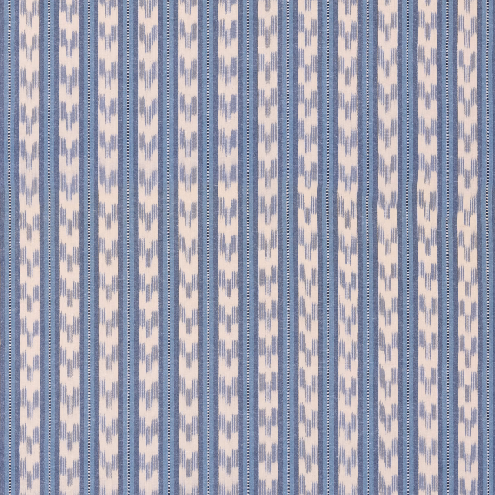 Powder blue and ivory vertical stripe with stepped geometric woven motifs