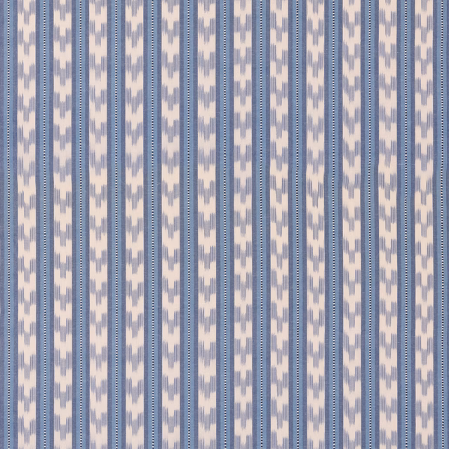Powder blue and ivory vertical stripe with stepped geometric woven motifs