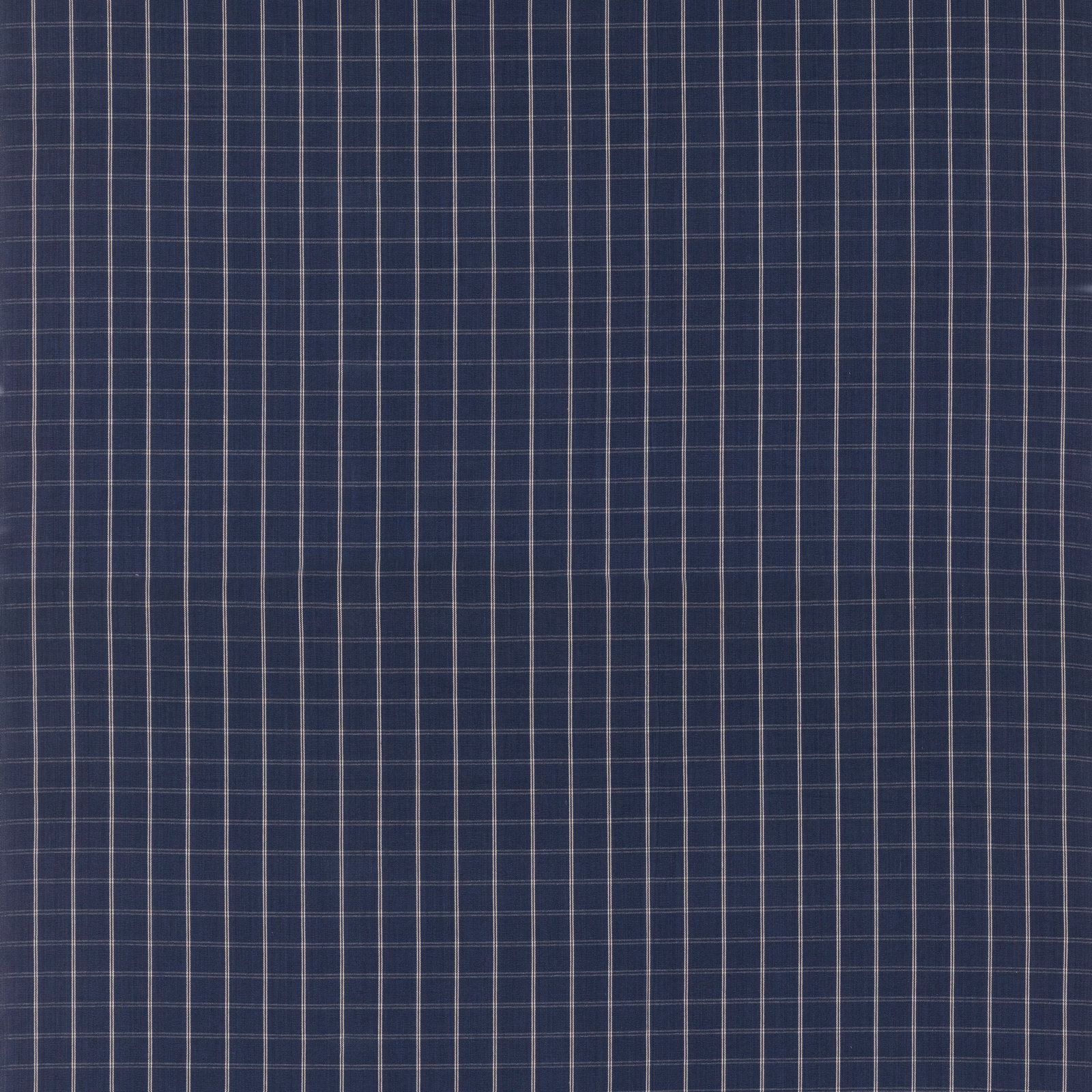 Deep indigo cotton check with fine grey-blue intersecting lines