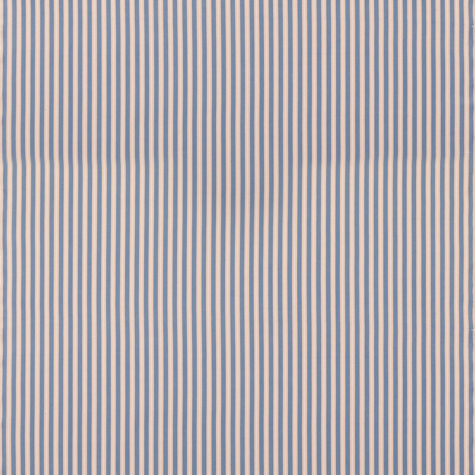 Dusty blue and ivory close-set vertical stripes with a lightly textured woven surface