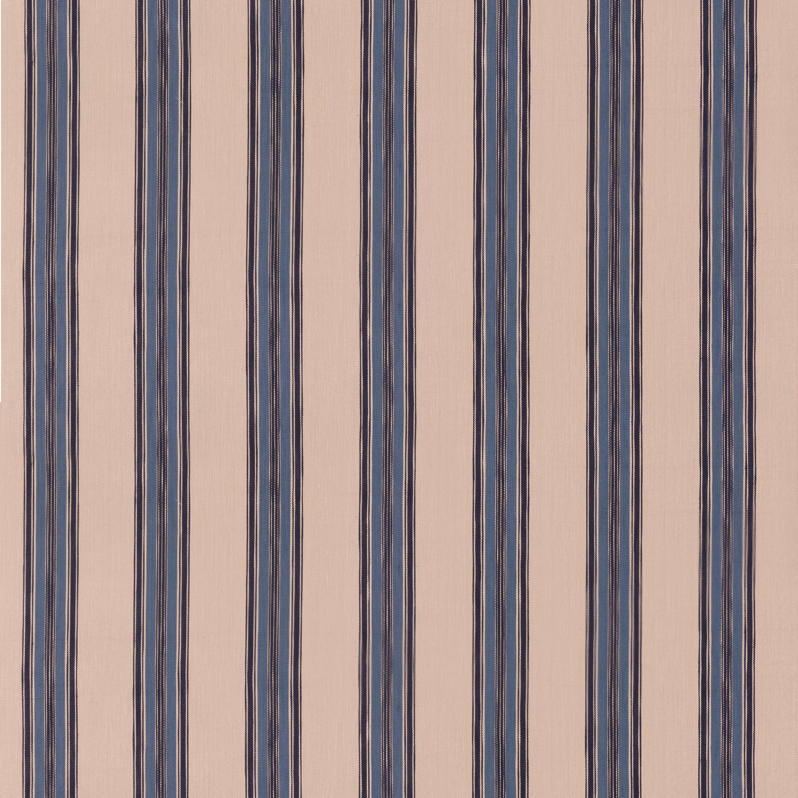 Indigo and blush vertical stripes with fine tonal lines on a cotton ground
