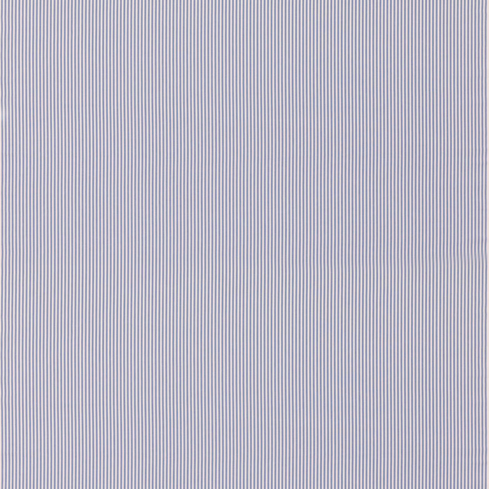 Fine blue-lilac vertical ticking stripes on a pale cotton ground