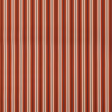 Brick red and indigo vertical stripes with fine cream lines in a woven cotton texture