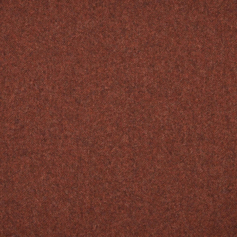 Deep rust-brown textile with a dense, softly mottled and fibrous woven surface